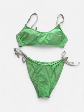 Green Tie-Side Bikini Set - Women Swim